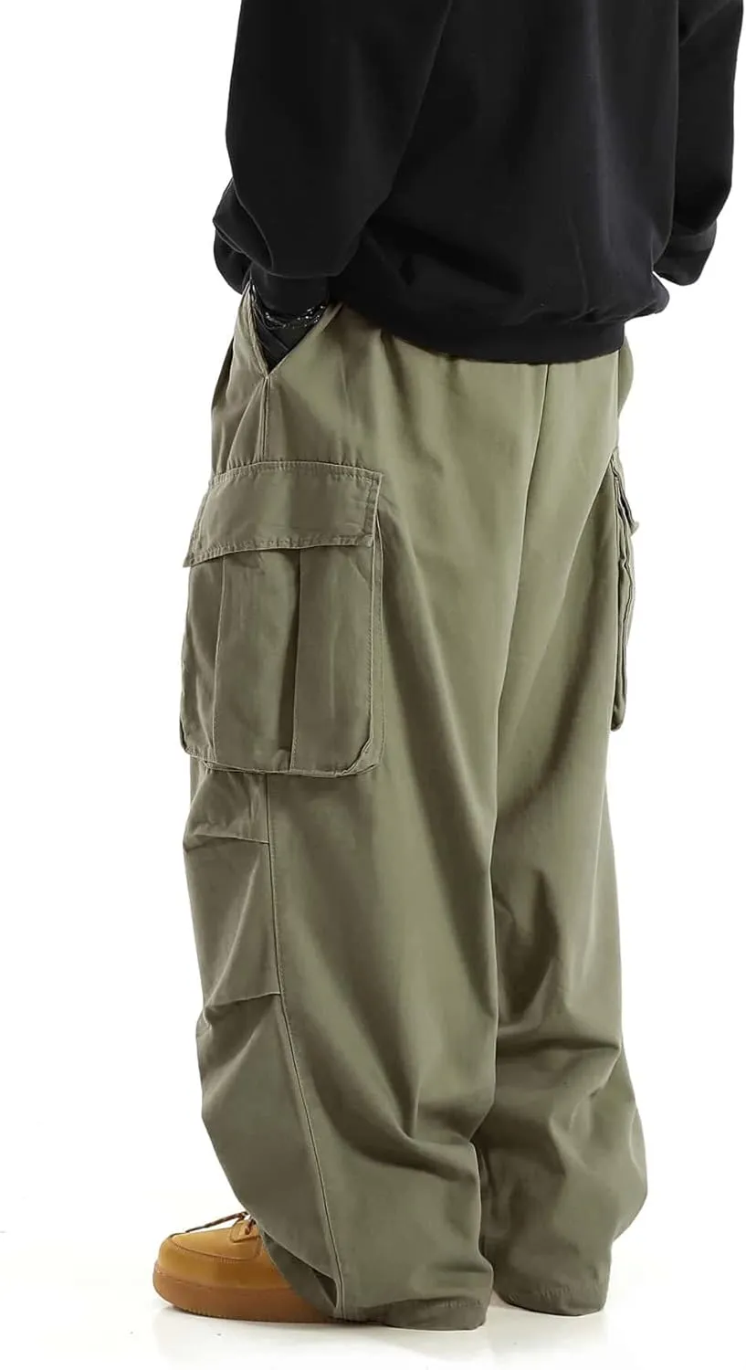 Verdusa Men's Drawstring Waist Pocket Side Loose Cargo Pants Baggy Joggers