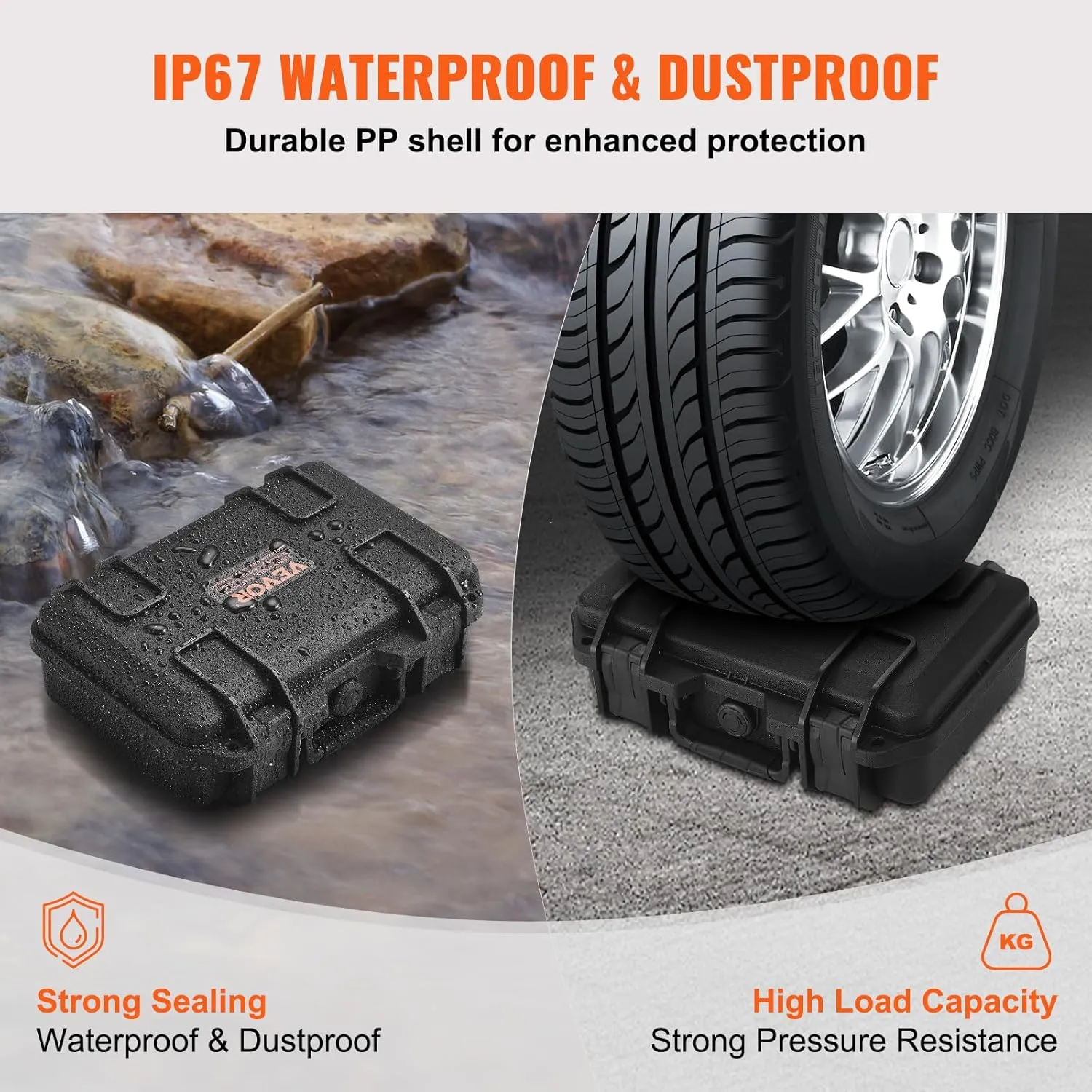 VEVOR Hard Pistol Cases with Pre-cut PU Foam, Waterproof & Dustproof Hard Gun Case for 1 Pistol, 12.59×9.01×4.4 in Lockable Pistol Case, Black