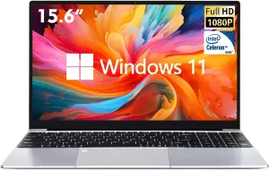 VGKE 15.6" Laptop Computer, 1920 * 1080p Laptop with Full Size Backlit Keyboard, Celeron N5095 Processor Quad-Core, 12GB RAM DDR4, 256GB SSD, Fingerprint Reader, Silver-Grey