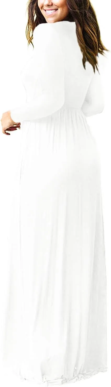 VIISHOW Women's Long Sleeve Loose Plain Maxi Dresses Casual Long Dresses with Pockets