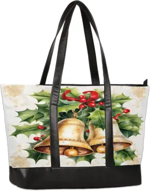 Vintage Bell Berry Leaves Laptop Tote Bag for Women Lightweight Work Purse with Multiple Compartments Fits 13-15.6 Inch Laptop Tablet Shoulder Bag for Office Travel Daily Use