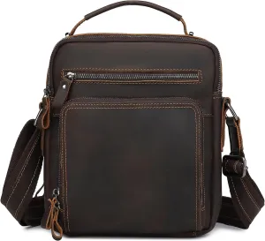 Vintage Leather Mens Purse Small Crossbody Messenger Bags for Men Shoulder Satchel Handbags for Travel and Work