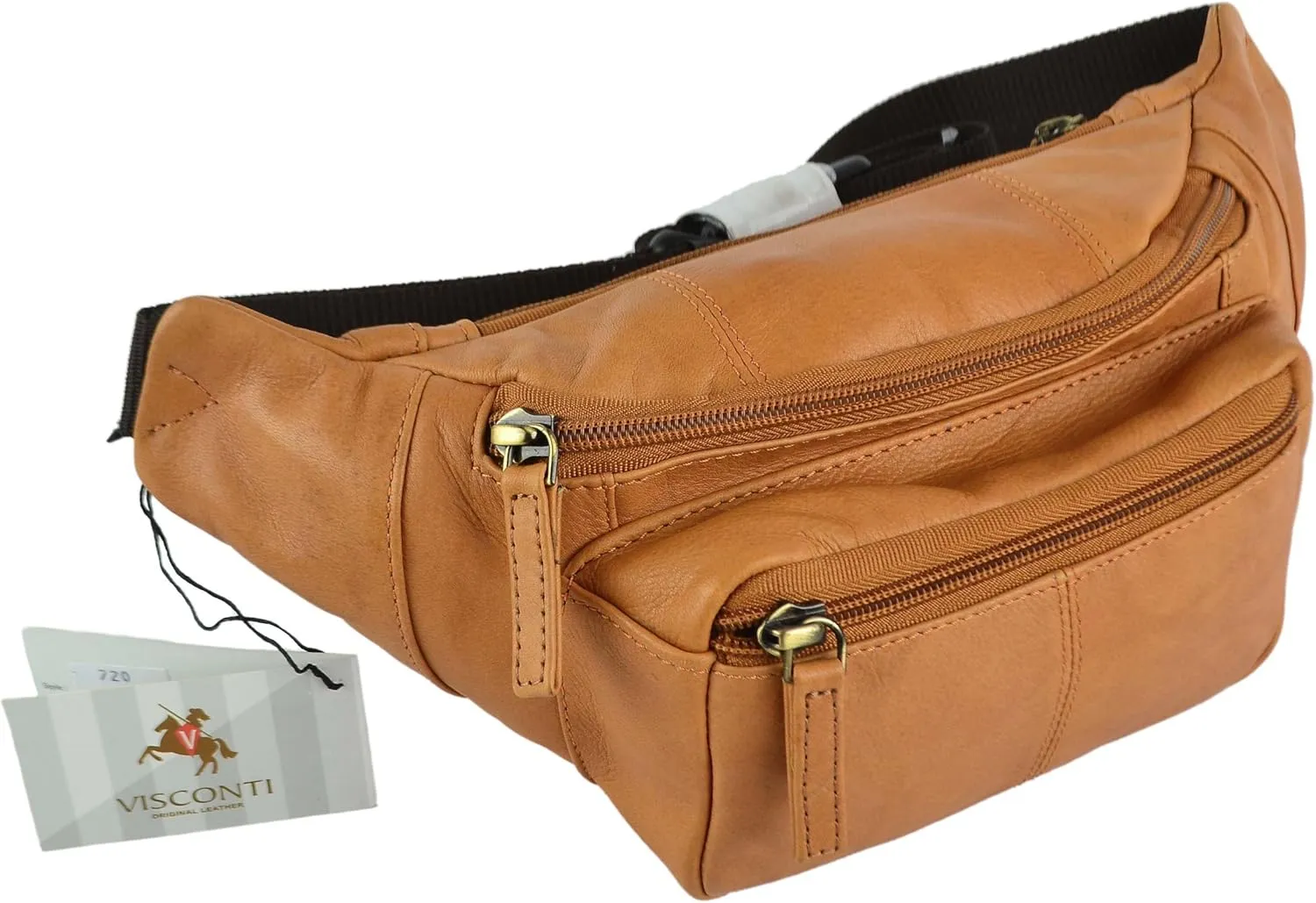 Visconti Leather Unisex Fanny Pack - Sand