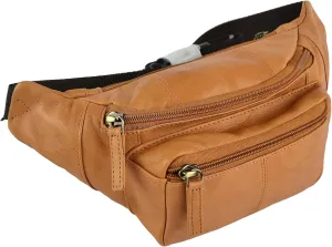 Visconti Leather Unisex Fanny Pack - Sand