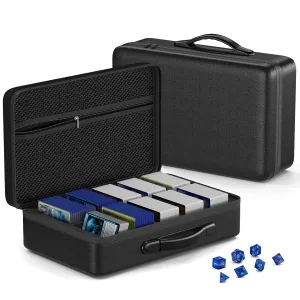 Vitula Card Case Fits for MTG, PKTG, YugiOh and Cards Against Humanity Game, Toploaders Storage Case for Traveling, Attached a Dice Set (L,Black)