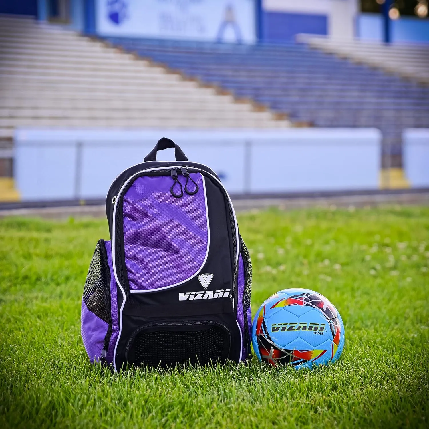 Vizari Solano Soccer Backpack With Ball Compartment and Vented Ball Pocket and Mesh Side Cargo Pockets for Adults and Teens