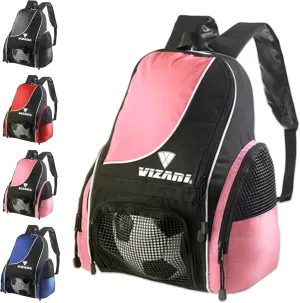 Vizari Solano Soccer Backpack With Ball Compartment and Vented Ball Pocket and Mesh Side Cargo Pockets for Adults and Teens