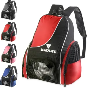 Vizari Solano Soccer Backpack With Ball Compartment and Vented Ball Pocket and Mesh Side Cargo Pockets for Adults and Teens
