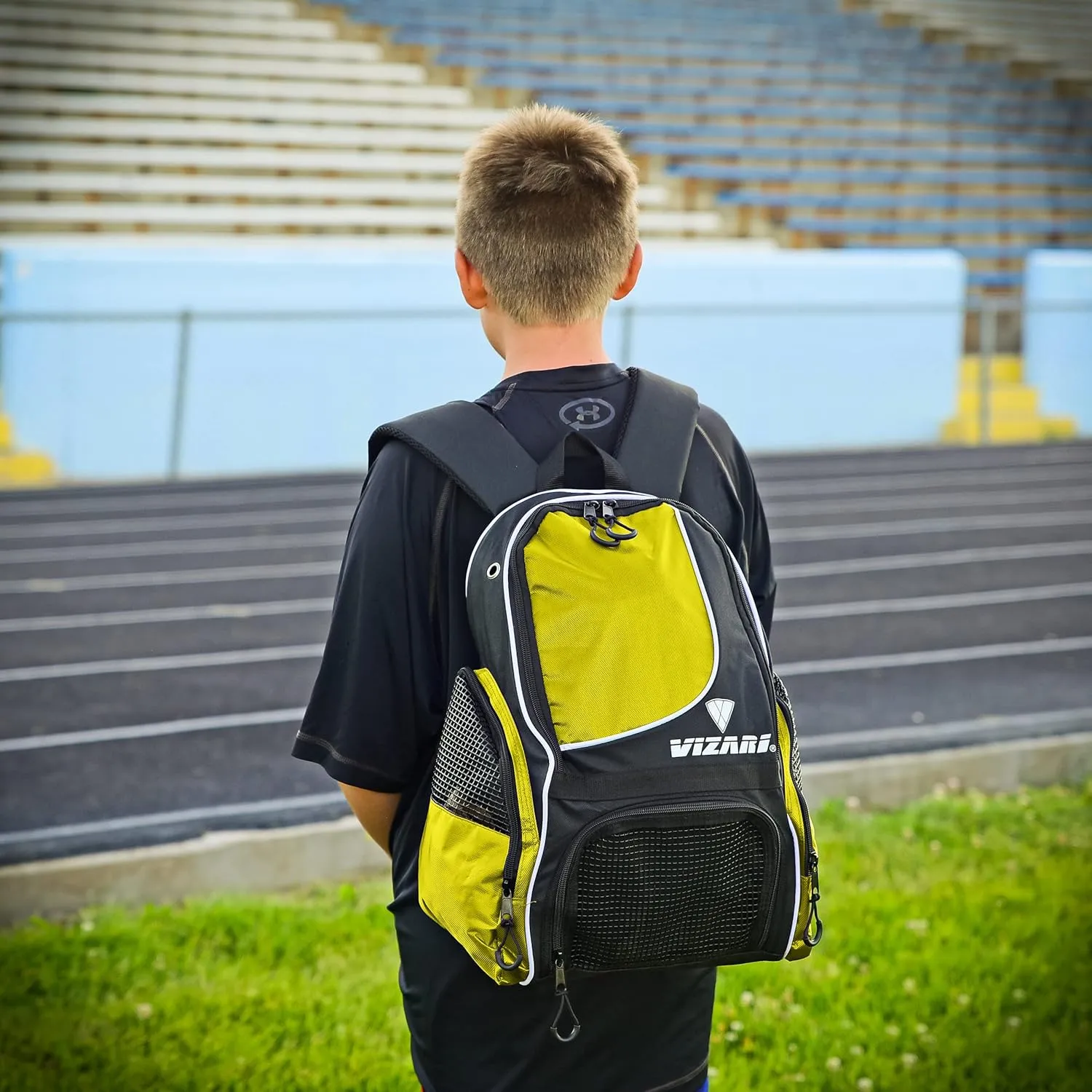 Vizari Solano Soccer Backpack With Ball Compartment and Vented Ball Pocket and Mesh Side Cargo Pockets for Adults and Teens