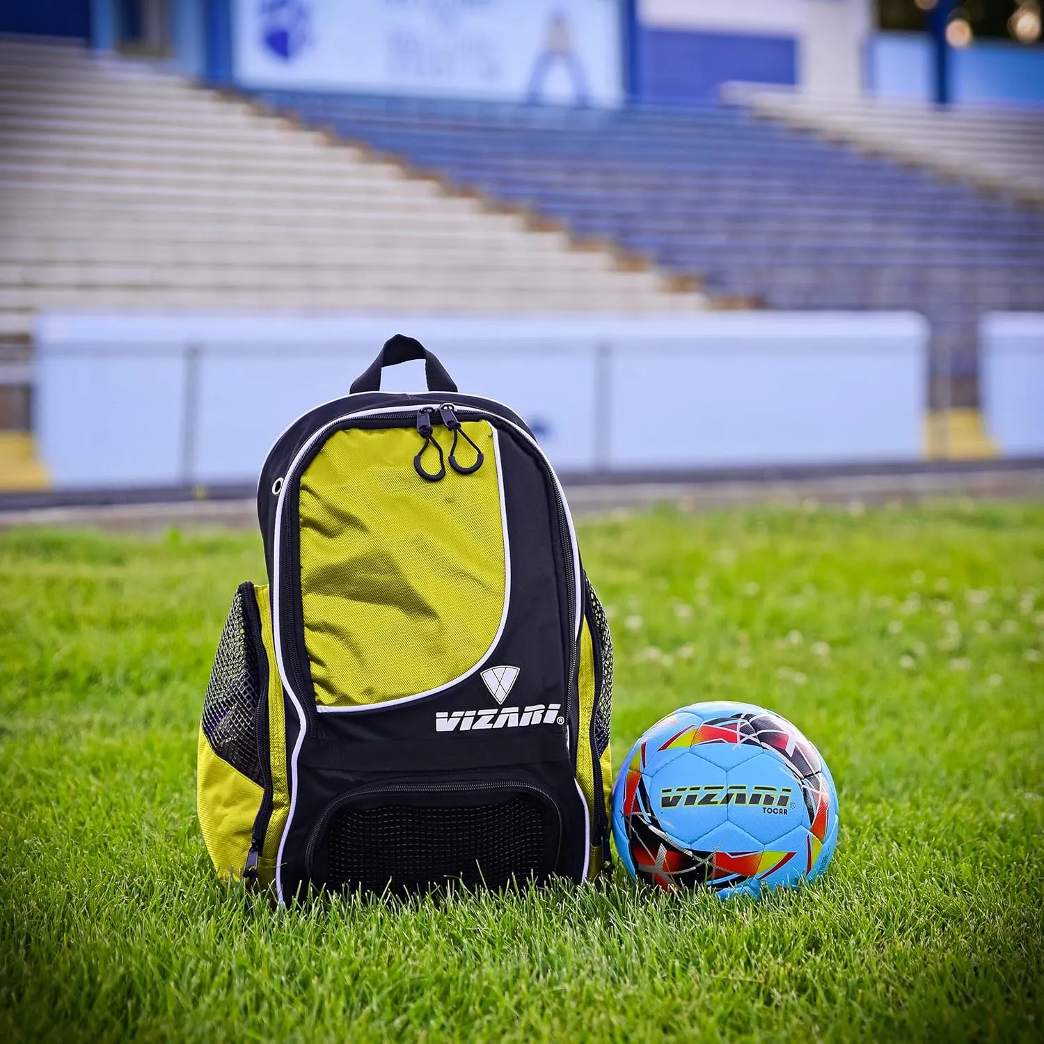 Vizari Solano Soccer Backpack With Ball Compartment and Vented Ball Pocket and Mesh Side Cargo Pockets for Adults and Teens
