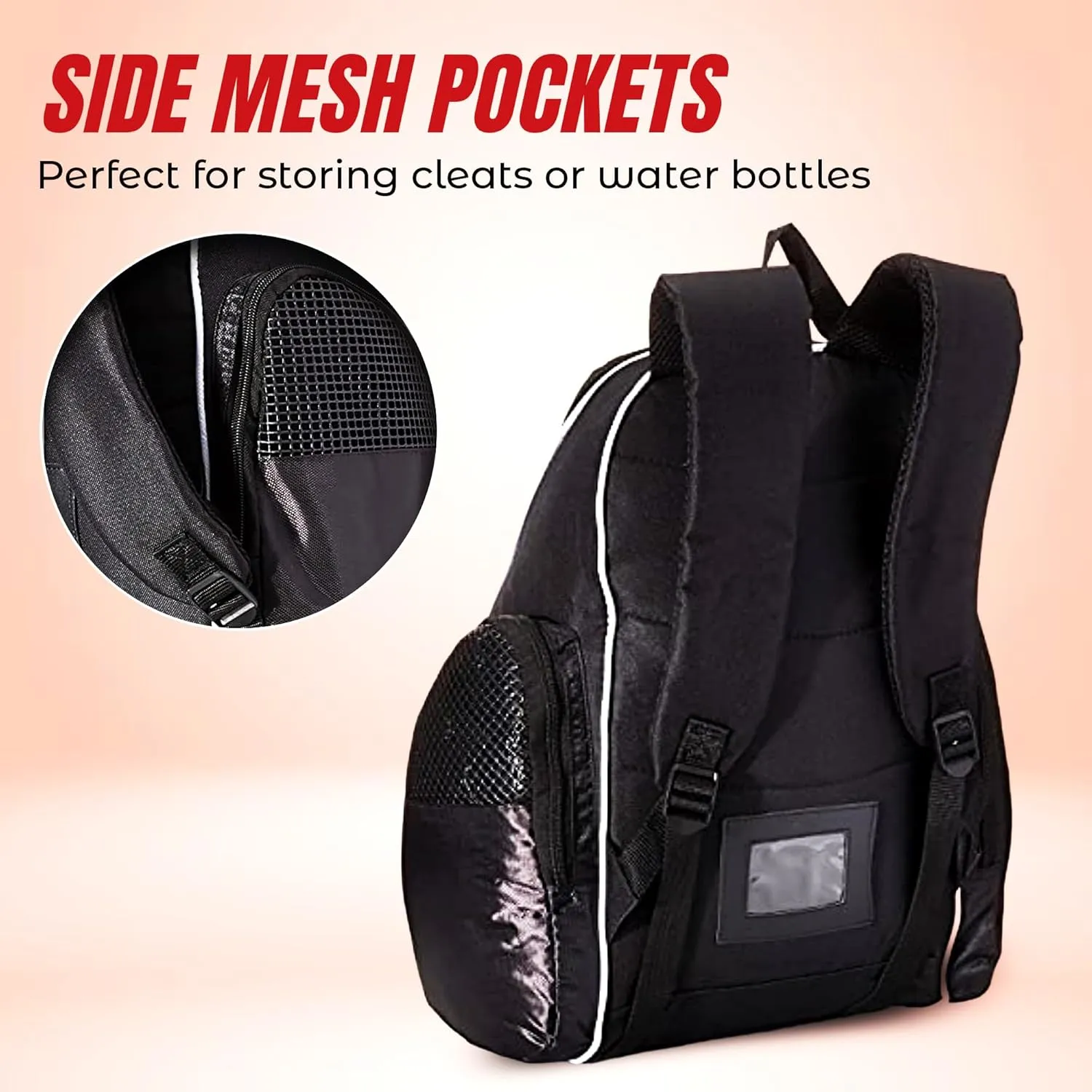Vizari Solano Soccer Backpack With Ball Compartment and Vented Ball Pocket and Mesh Side Cargo Pockets for Adults and Teens