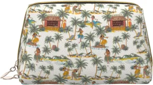 VOSERY Makeup Bag, Cosmetic Bags Travel Toiletry Bag for Women, Large Capacity Makeup Bag Organizer, Hawaiian Style Green Coconut Tree Make up Bag, Cute Makeup Pouch, Waterproof Leather Makeup Case