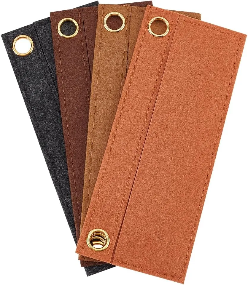 WADORN 4 Colors Felt Purse Organizer Insert, Handbag Divider Insert Inner Pocket Purse Rectangle Mini Envelope Crossbody Conversion Kit with Eyelets Bag In Bag Pouch Insert for Wallet, 6.7x2.7 Inch