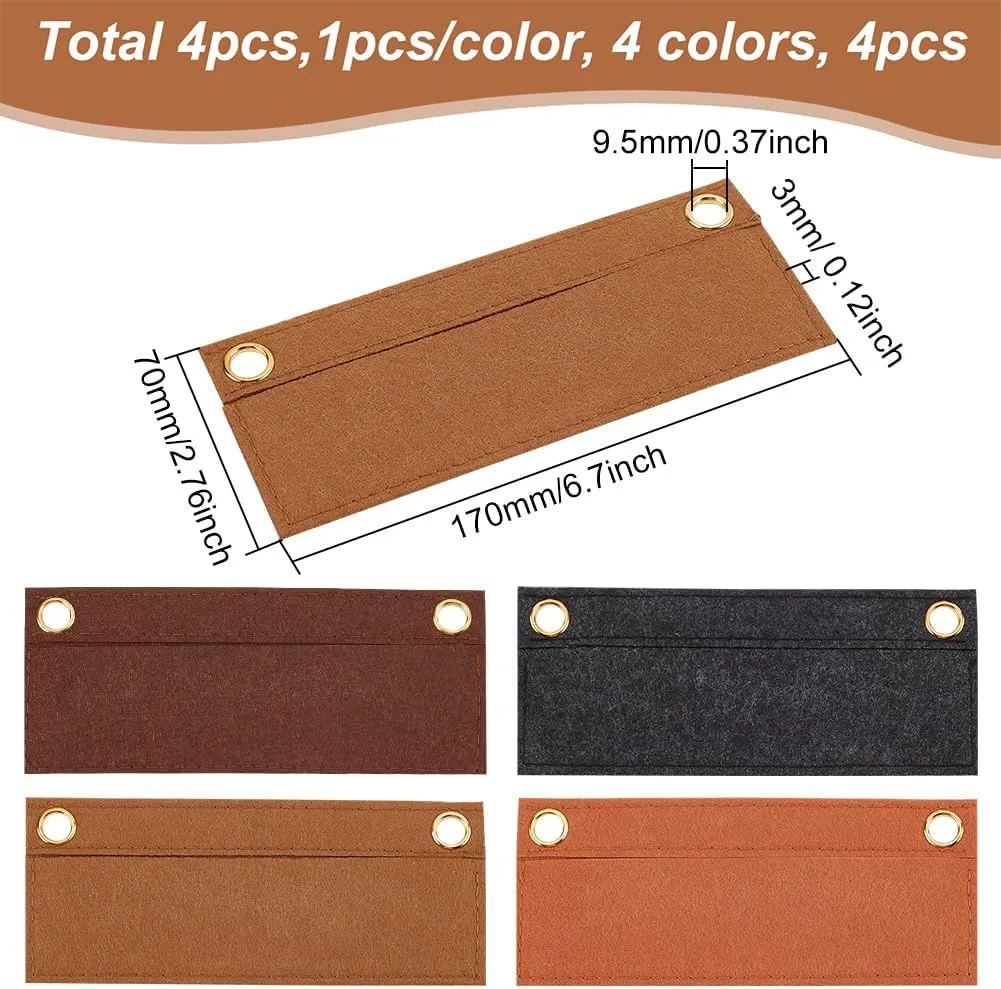 WADORN 4 Colors Felt Purse Organizer Insert, Handbag Divider Insert Inner Pocket Purse Rectangle Mini Envelope Crossbody Conversion Kit with Eyelets Bag In Bag Pouch Insert for Wallet, 6.7x2.7 Inch