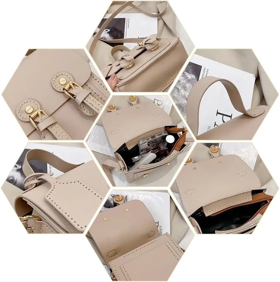 WADORN DIY Leather Shoulder Bag Making Kit, PU Leather Crossbody Bag Sewing Pattern Materials Craft Kit Handicraft Women Messenger Bag Purse Making Supplies Personalized Gift, Apricot