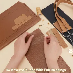 WADORN DIY Shoulder Bag Making Kits, PU Leather Handag Making Kit for Women Large Capacity PU Leather Tote Working Kit with Bag Sewing Kit for Shoulder Bag Birthday Gift, 12.2x4.7x10.6 Inch, Camel