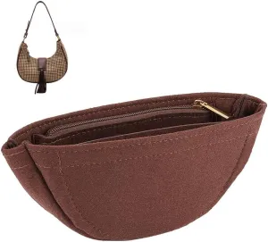 WADORN Felt Purse Organizer Insert, 22 x 10 x 4.6cm, Small Size, Arc Shape, Compatible with Small Loop Hobo Bag, Coconut Brown