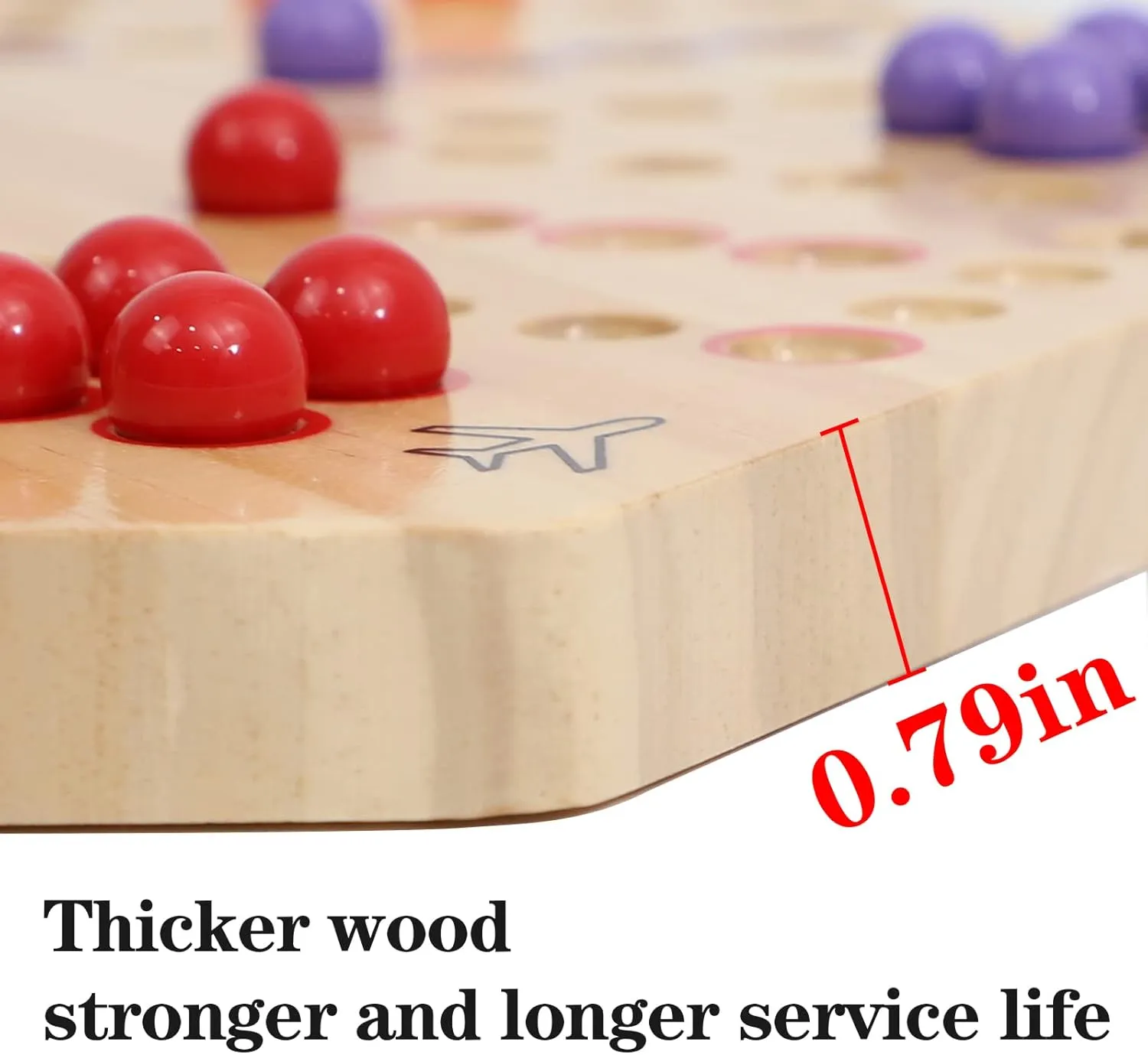 Wahoo Board Game Wooden Original Board Game Classic 2 Side Painted Fast Track Game for 4 Player and 6 Player with 30 Marbles,6 Dices for Family Game Night(Small,Log)