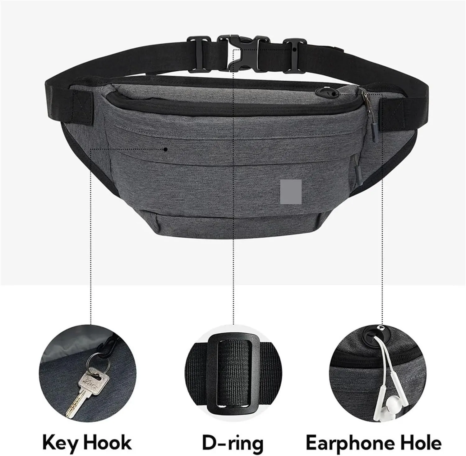 Waist Bag Men Women resist Large Hiking Belt Bags Shoulder Crossbody Running Walking(Black)