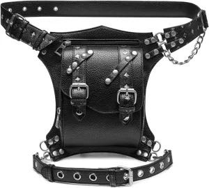 Waist bag,Steampunk Waist Bag Pack Fashion Gothic Leather Shoulder Crossbody Bags
