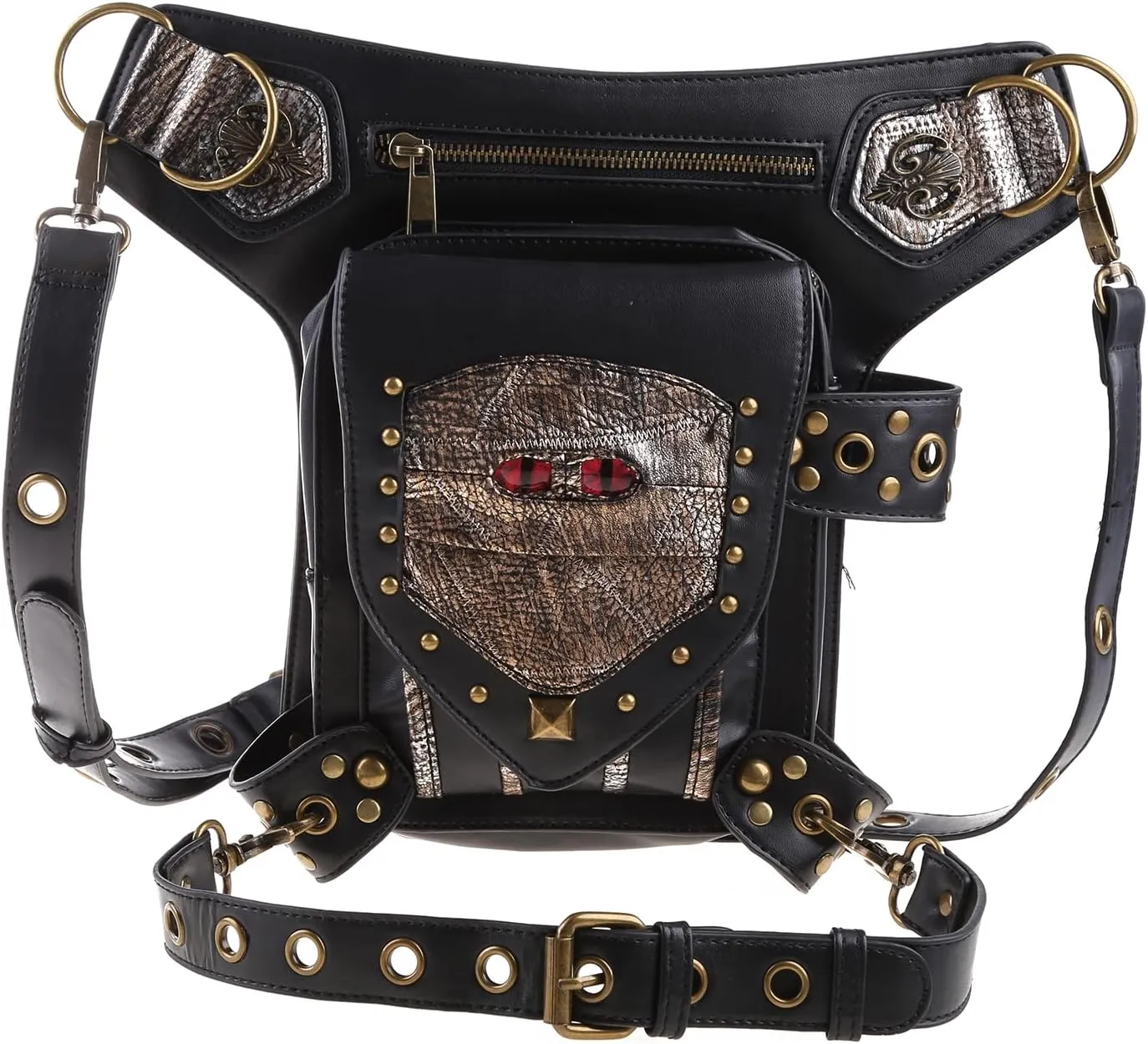 Waist bag,Steampunk Waist Bag Pack Gothic Leather Shoulder Crossbody Bags