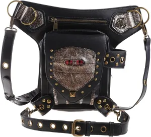 Waist bag,Steampunk Waist Bag Pack Gothic Leather Shoulder Crossbody Bags