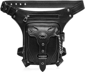Waist bag,Steampunk Waist Pack Gothic Leather Shoulder Crossbody Bags Thigh Leg Bag