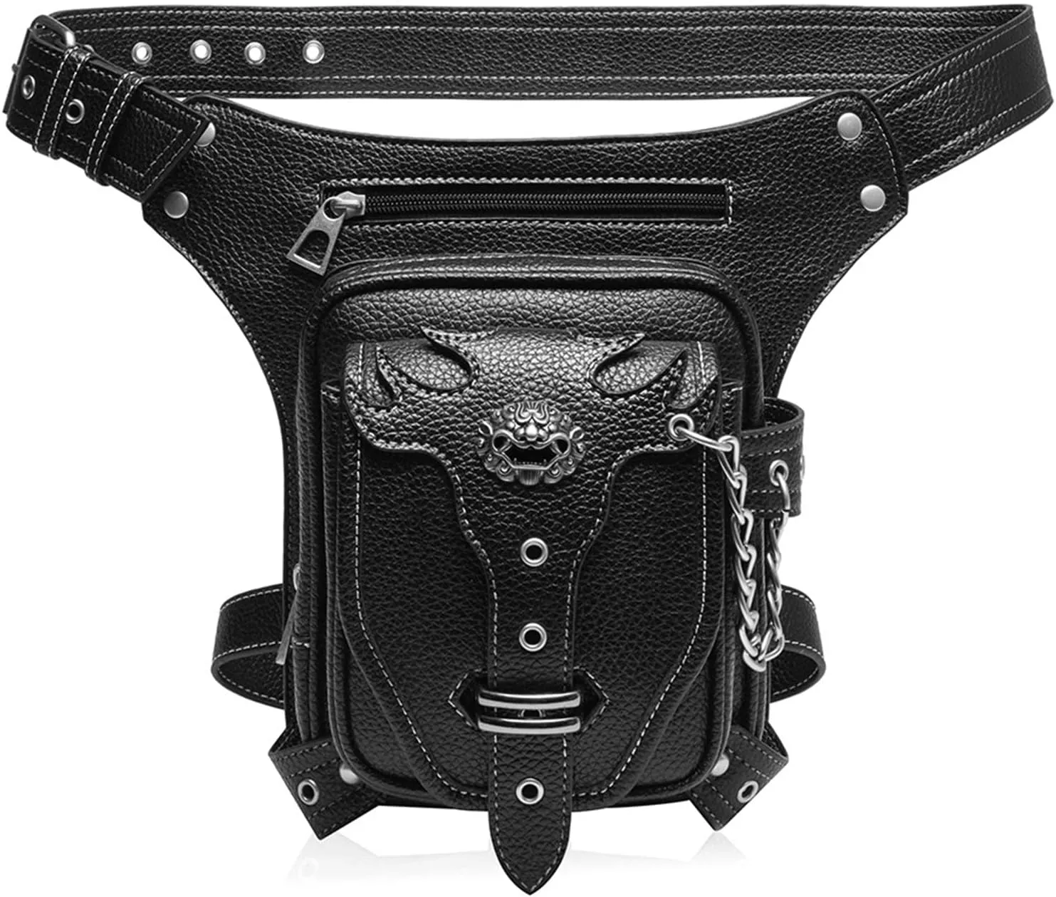 Waist bag,Steampunk Waist Pack Gothic Leather Shoulder Crossbody Bags Thigh Leg Bag
