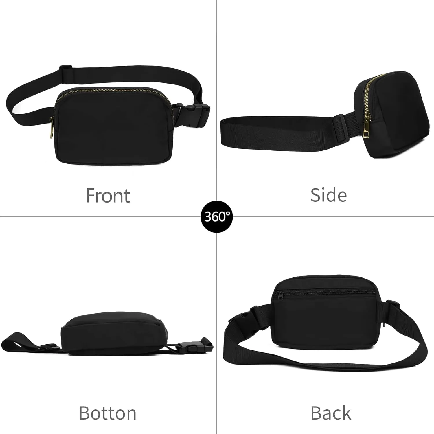 Waist Belt Bag Fashion Fanny Women and Men Gift Waist Pack With Adjustable Strap For Travel Running Hiking Walking Black black
