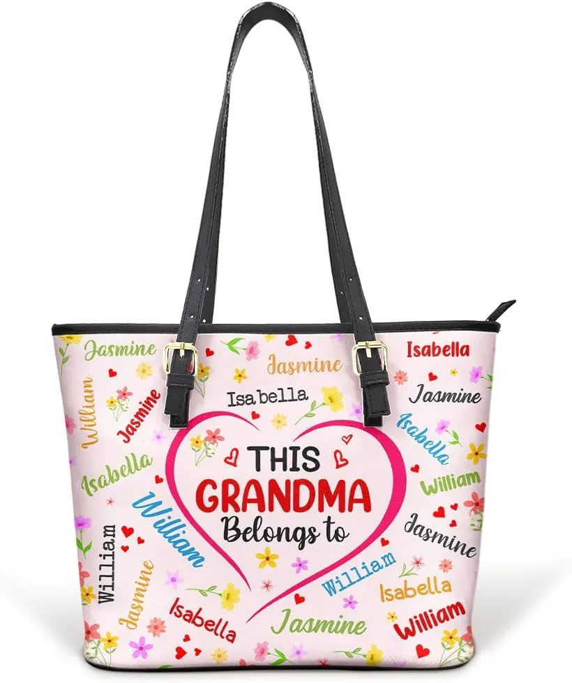 WANDER PRINTS Personalized Leather Tote Bag - Gift for Grandma, Mother