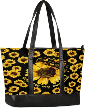 Watercolor Butterfly Sunflowers Laptop Tote Bag for Women Lightweight Work Purse with Multiple Compartments Fits 13-15.6 Inch Laptop Tablet Shoulder Bag for Office Travel Daily Use