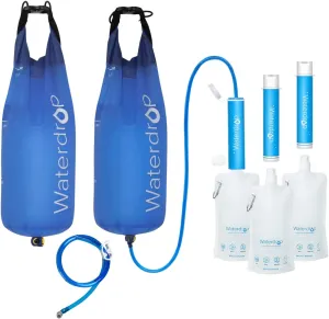 Waterdrop Water Filter Straw 3 Pack with 2 Gravity Water Bag, Gravity Water Filtration System, Water Purifier Survival for Travel, Backpacking, 1.5 gal Bag, 0.1 Micron, 5 Stage Filtration
