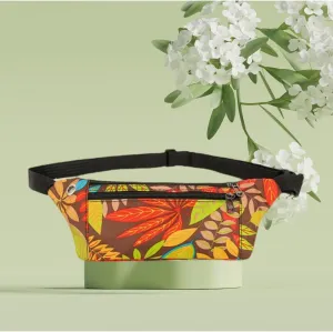 Waterpoof Sports Crossbody Bags,Waist Packs for Women and Men Outdoors (Orange-Leaf)