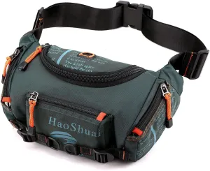Waterproof Fanny Pack Crossbody Outdoor Waist Bag Pouch With Adjustable Strap Travel Hip Bag For Men Mountaineering,Hiking,Traveling, Camping, Cycling,Running (Dark green)