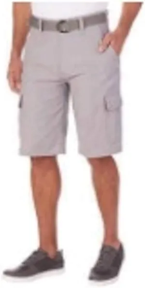 Wearfirst Men's Free-Band Stretch Shorts with Flex Waistband and D-Ring Belt (Alloy, 38)