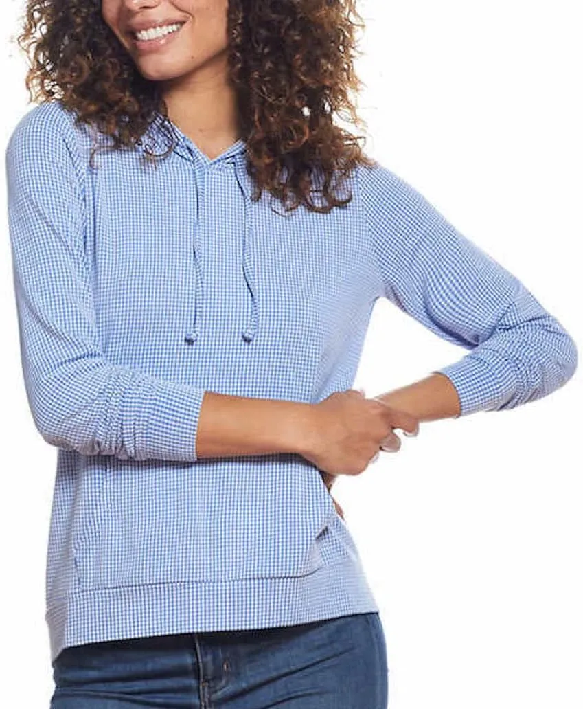 Weatherproof Vintage Women's Gingham Hoodie Long Sleeve Shirt