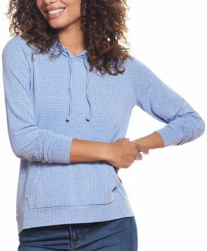 Weatherproof Vintage Women's Gingham Hoodie Long Sleeve Shirt