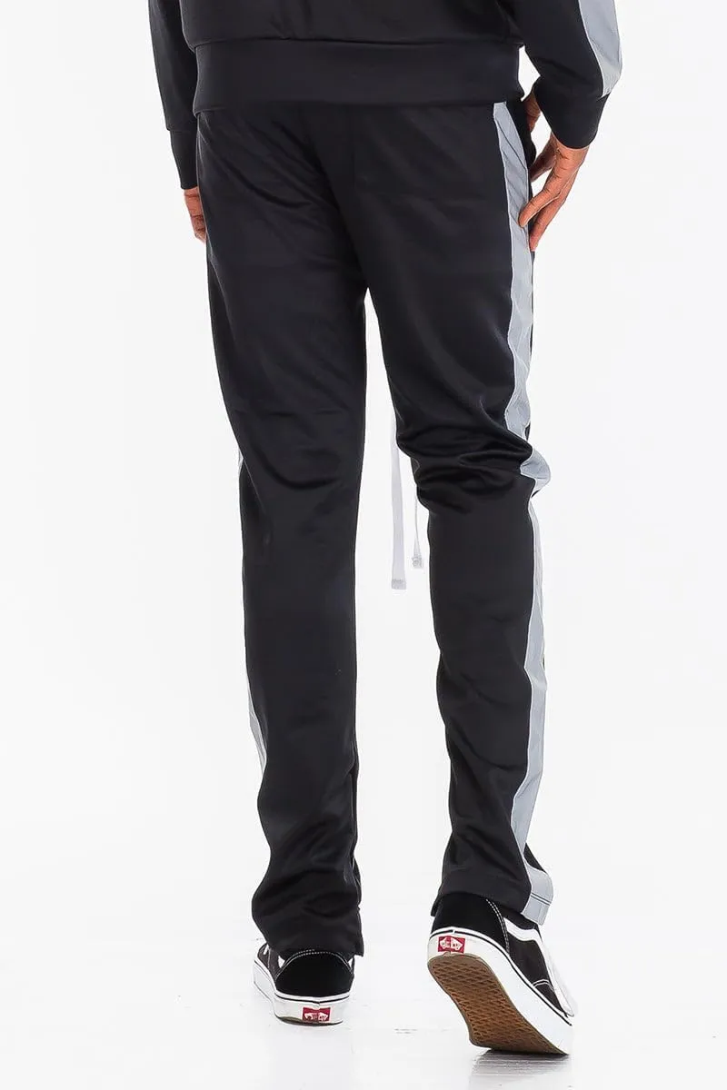 WEIV GEAR Men’s Track Pants – Classic Slim Fit Side Stripe Drawstring Waist Ankle Zipper Active Workout Joggers Sweatpants