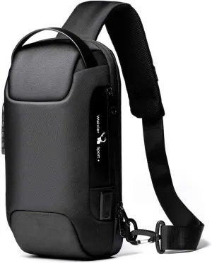 WEIXIER Anti Theft Sling Bag Shoulder Crossbody Backpack Waterproof Chest Bag with USB, Black