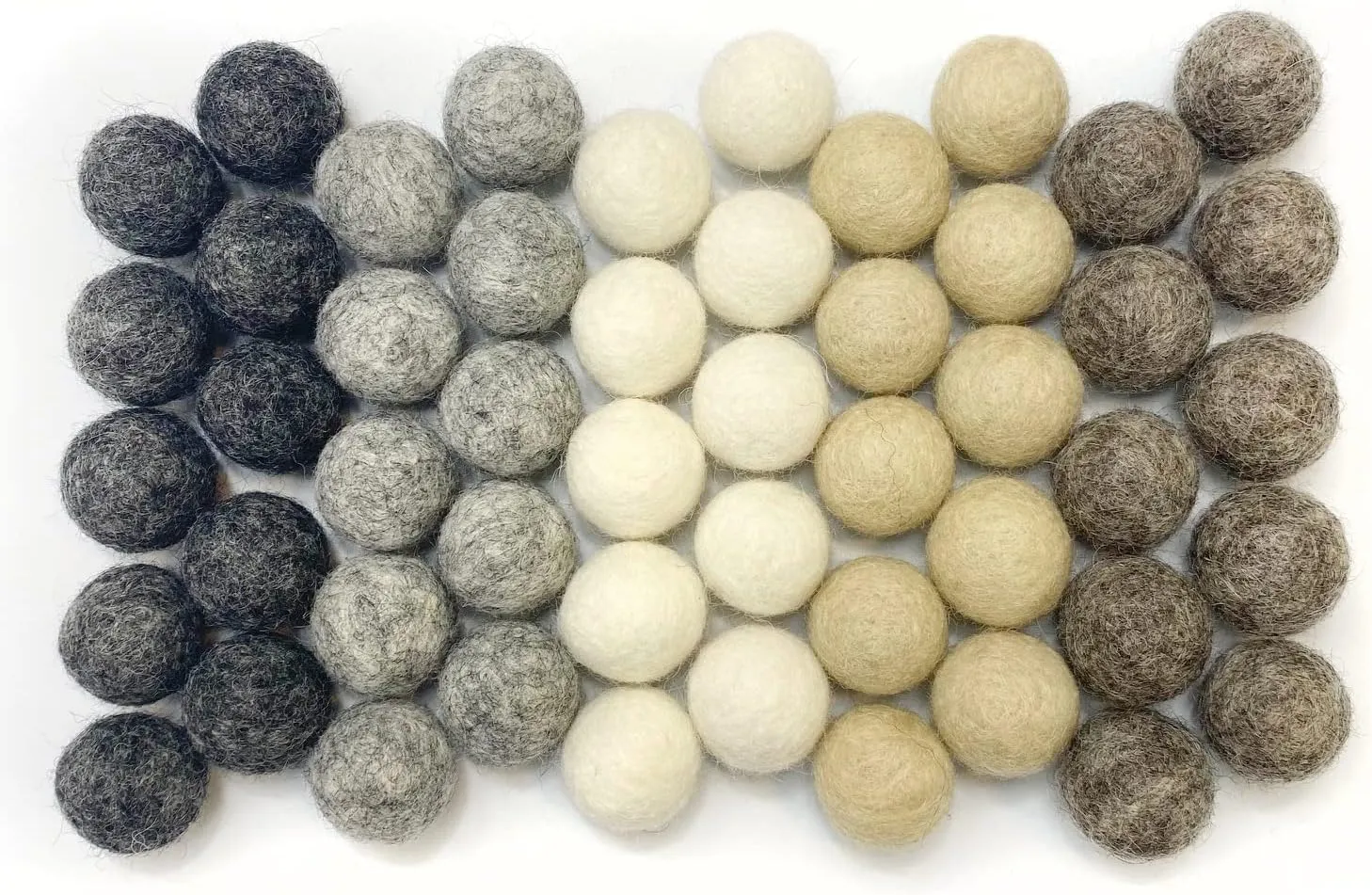 Wildflower by hu hands Weathered Naturals Wool Felt Balls (50) Pom Poms in Neutral Earth Tones for Crafts, Garland, & Decor .8-1 Inch Size | Hand Felted in Nepal 100% NZ Wool | Bag Included