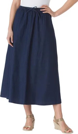 Woman Within Plus Size Petite Drawstring Denim Skirt