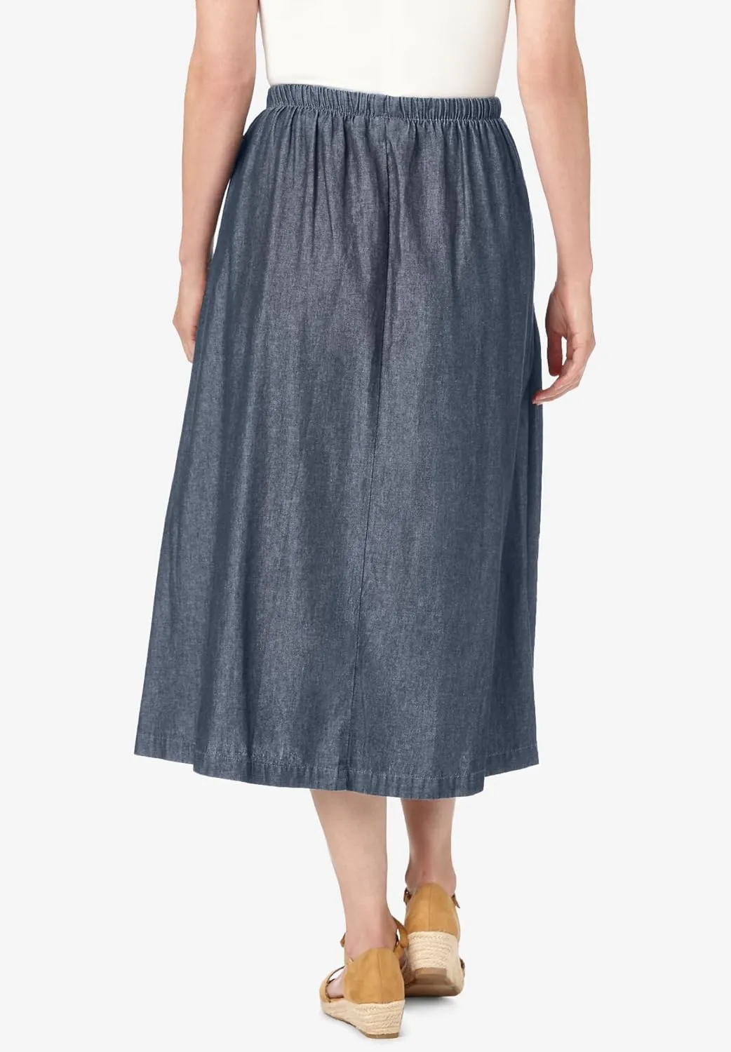 Woman Within Plus Size Petite Drawstring Denim Skirt