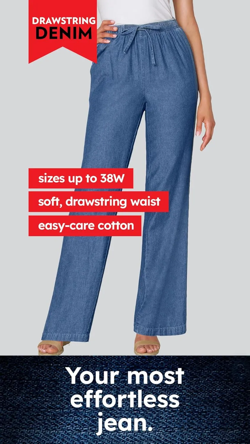 Woman Within Plus Size Petite Drawstring Denim Skirt