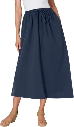 Woman Within Plus Size Petite Drawstring Denim Skirt
