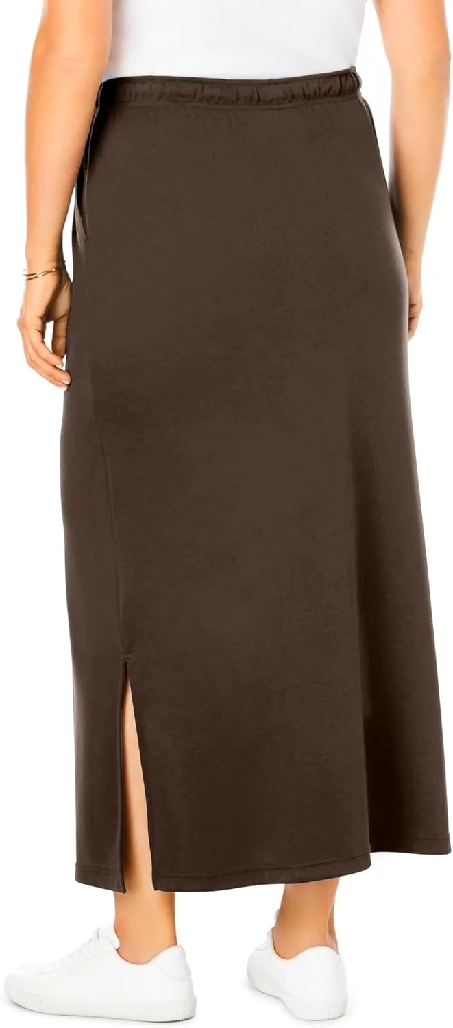 Woman Within Plus Size Petite Sport Knit Side-Slit Skirt