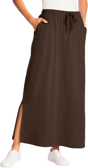 Woman Within Plus Size Petite Sport Knit Side-Slit Skirt