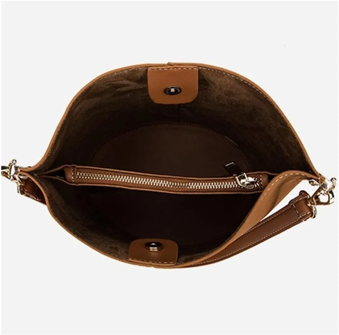 Women Bucket Bags Wide Strap Women Shoulder Bags Luxury Leather Crossbody Bag For Women(G)