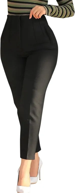 Women Cotton Linen Summer Printed Pant Trousers Elastic Waist Straight Plus Size Trousers Office