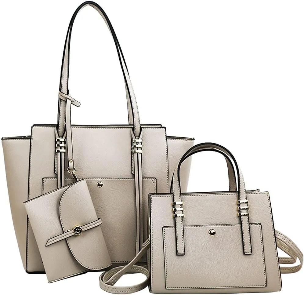 Women Fashion Handbags Tote Bag Shoulder Bags Wallet Messenger Bag for Ladies 3 Pcs Set