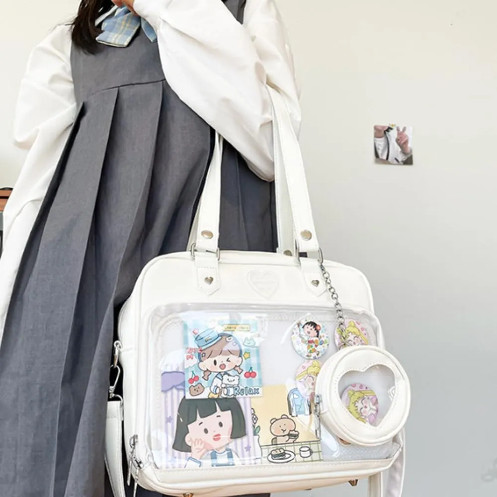 Women JK Purse Shoulder Bags Handbag Transparent Window DIY Messenger Bag Small Wallet Pendant